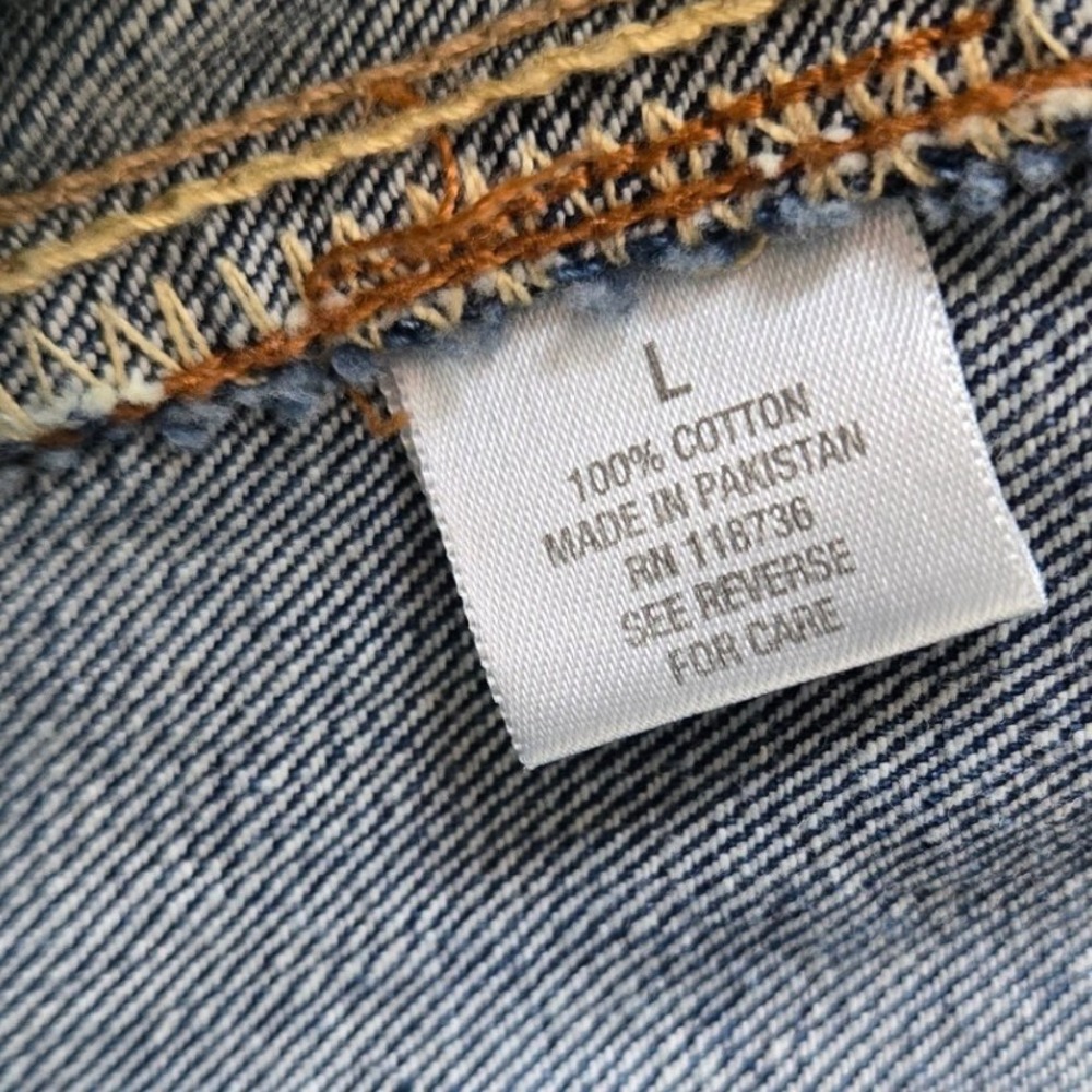 Dressbarn Womens Dark Wash Blue Denim Trucker Jacket 100% Cotton Size Large - Picture 3 of 9